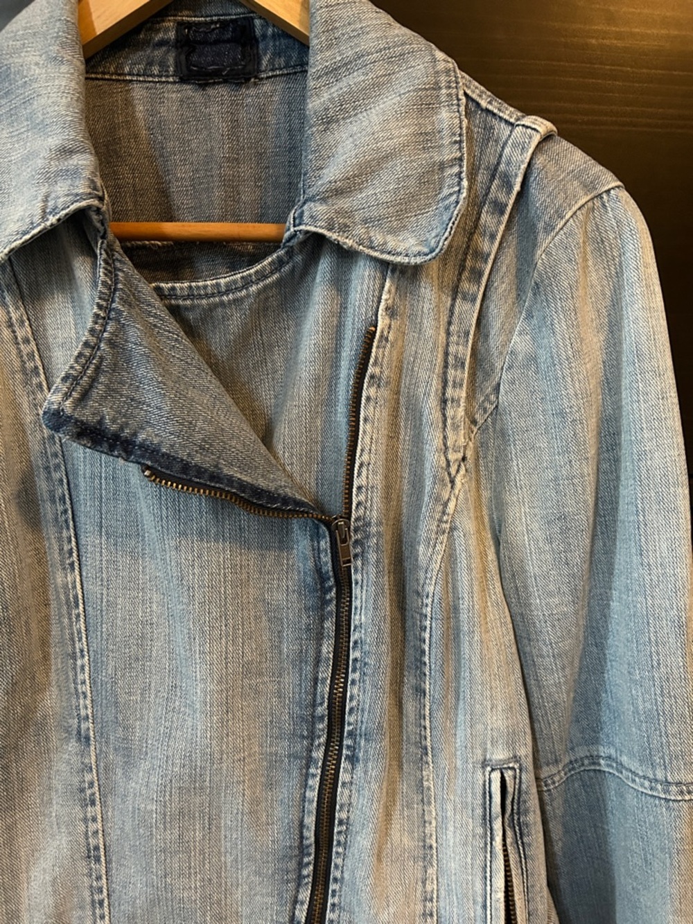 Light Wash Denim Moto Jacket - Picture 9 of 12